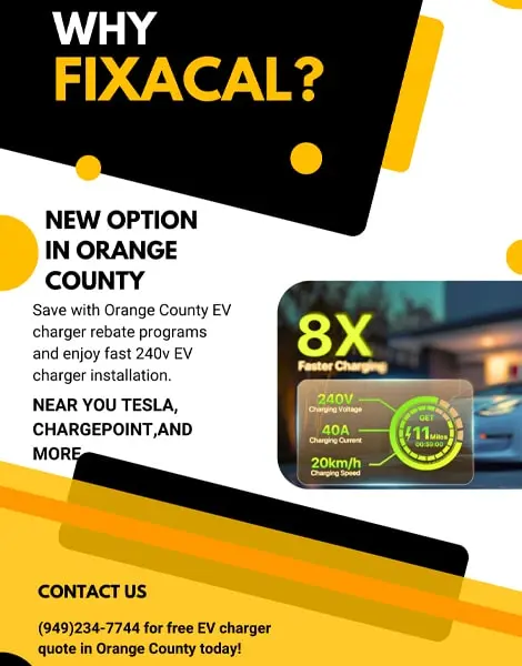 240v EV charger installation in Orange County home by FixaCa