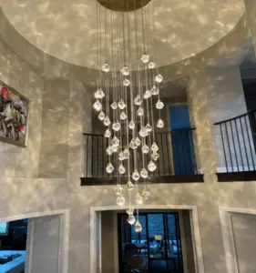 alt="Modern chandelier installation by expert Irvine, CA electricians"